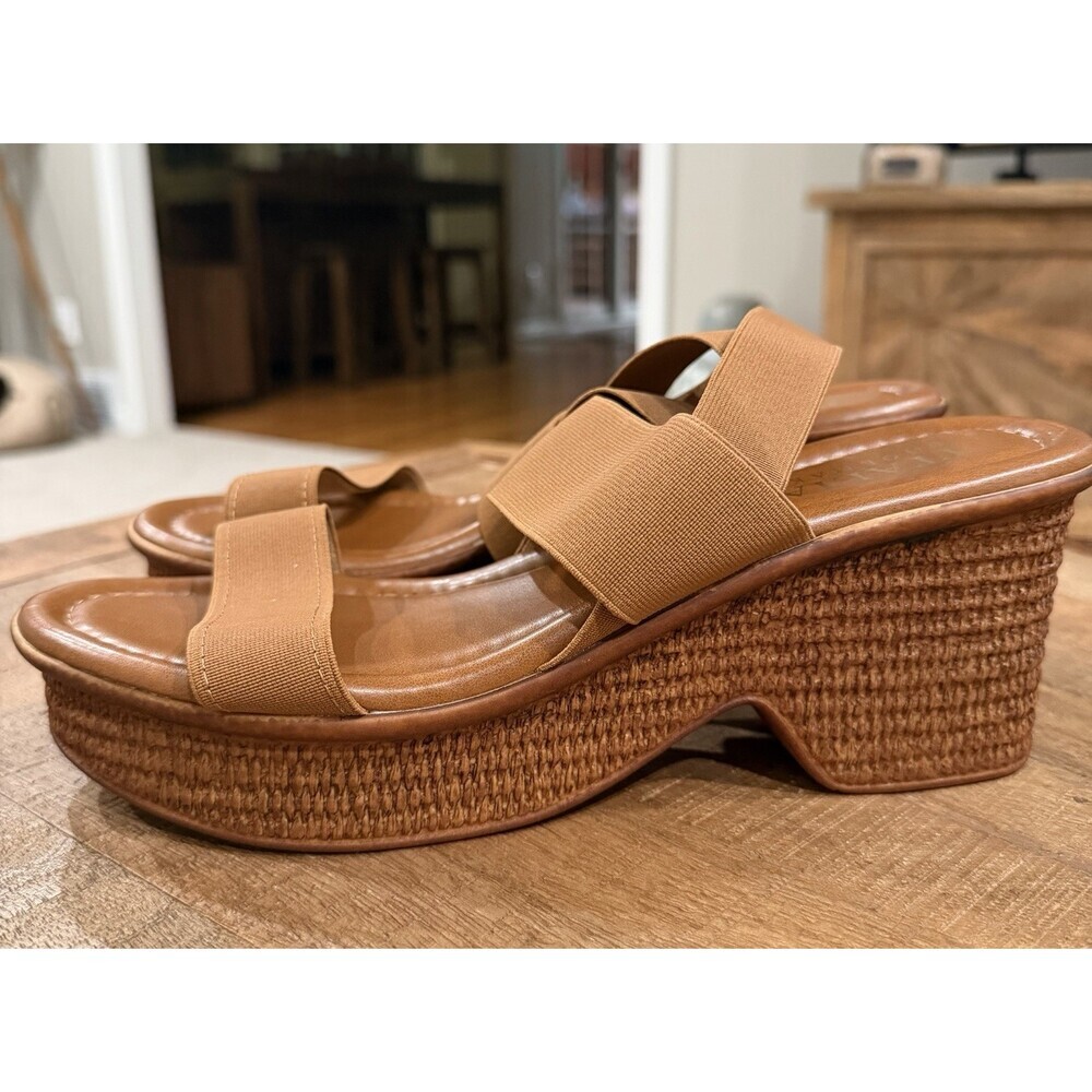 Italian Shoemakers Womens Size 10 Brown Platform Wedge Sandals Made in Italy - Picture 8 of 11